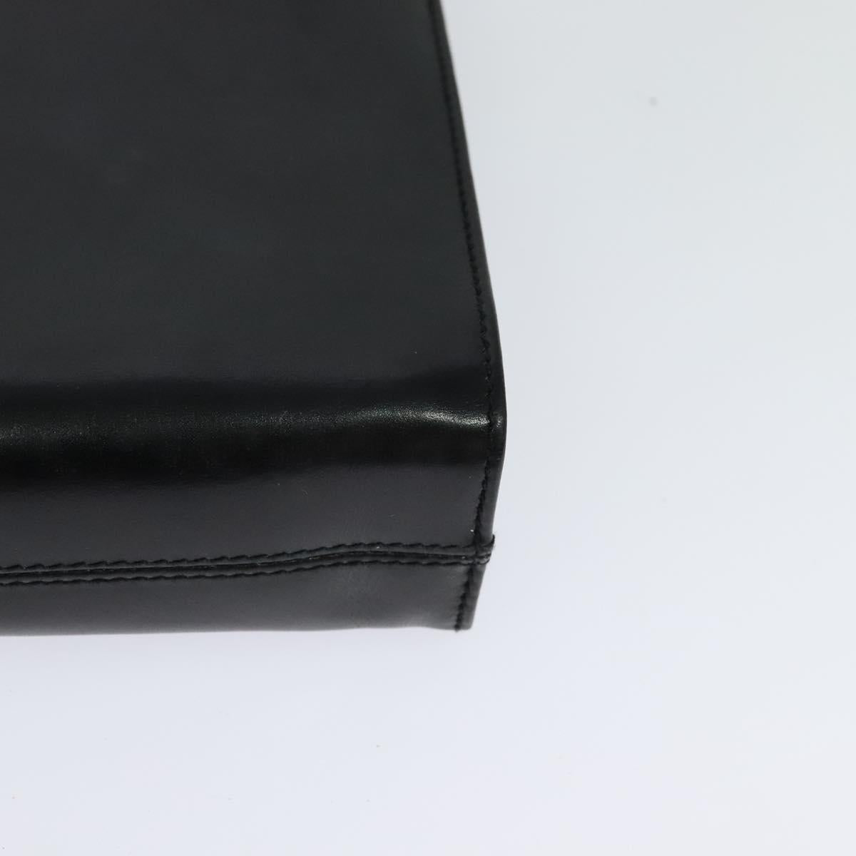 Salvatore Ferragamo Gancini Chain Shoulder Bag Leather Black Gold Auth BD726