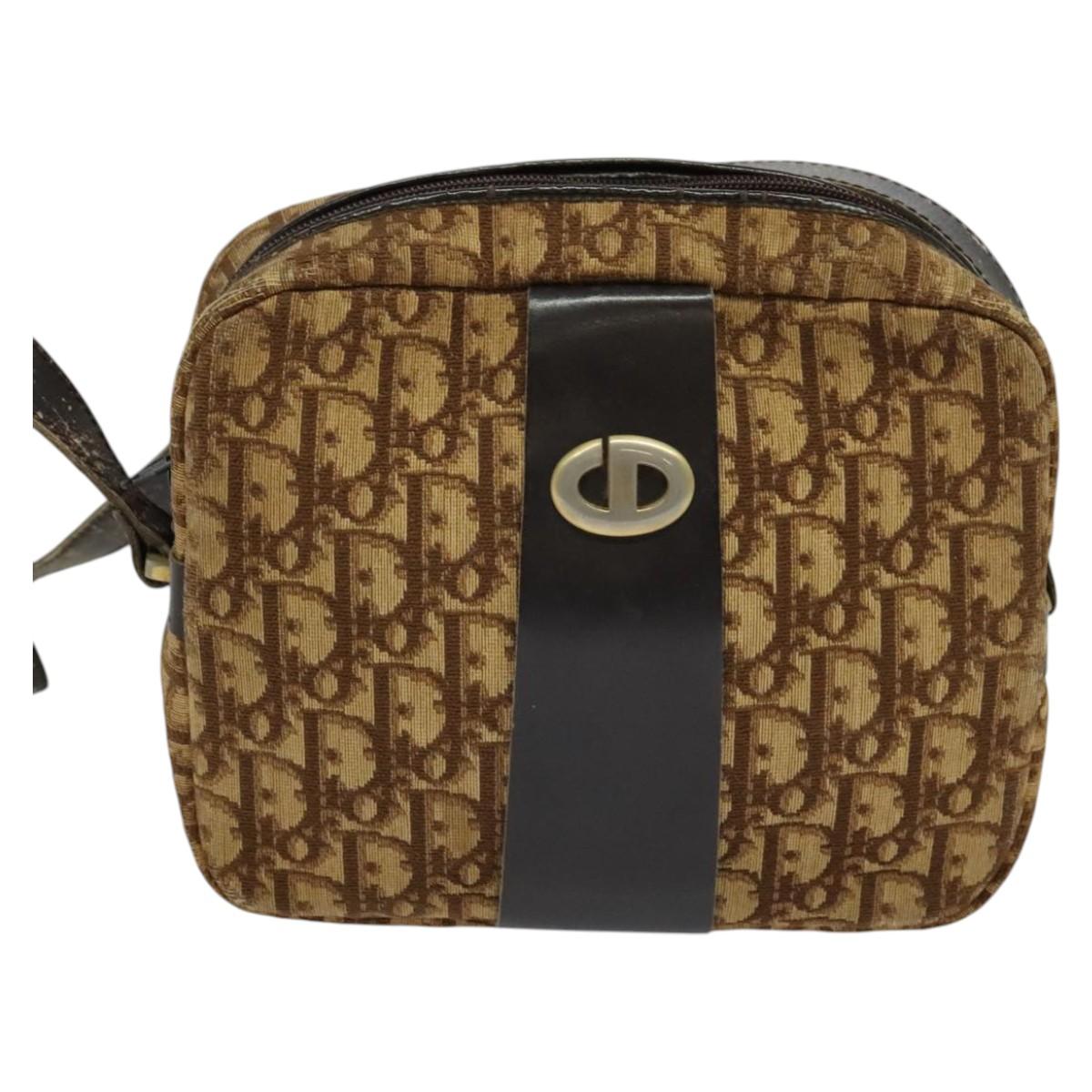 Christian Dior Trotter Canvas Shoulder Bag Brown Auth BD734