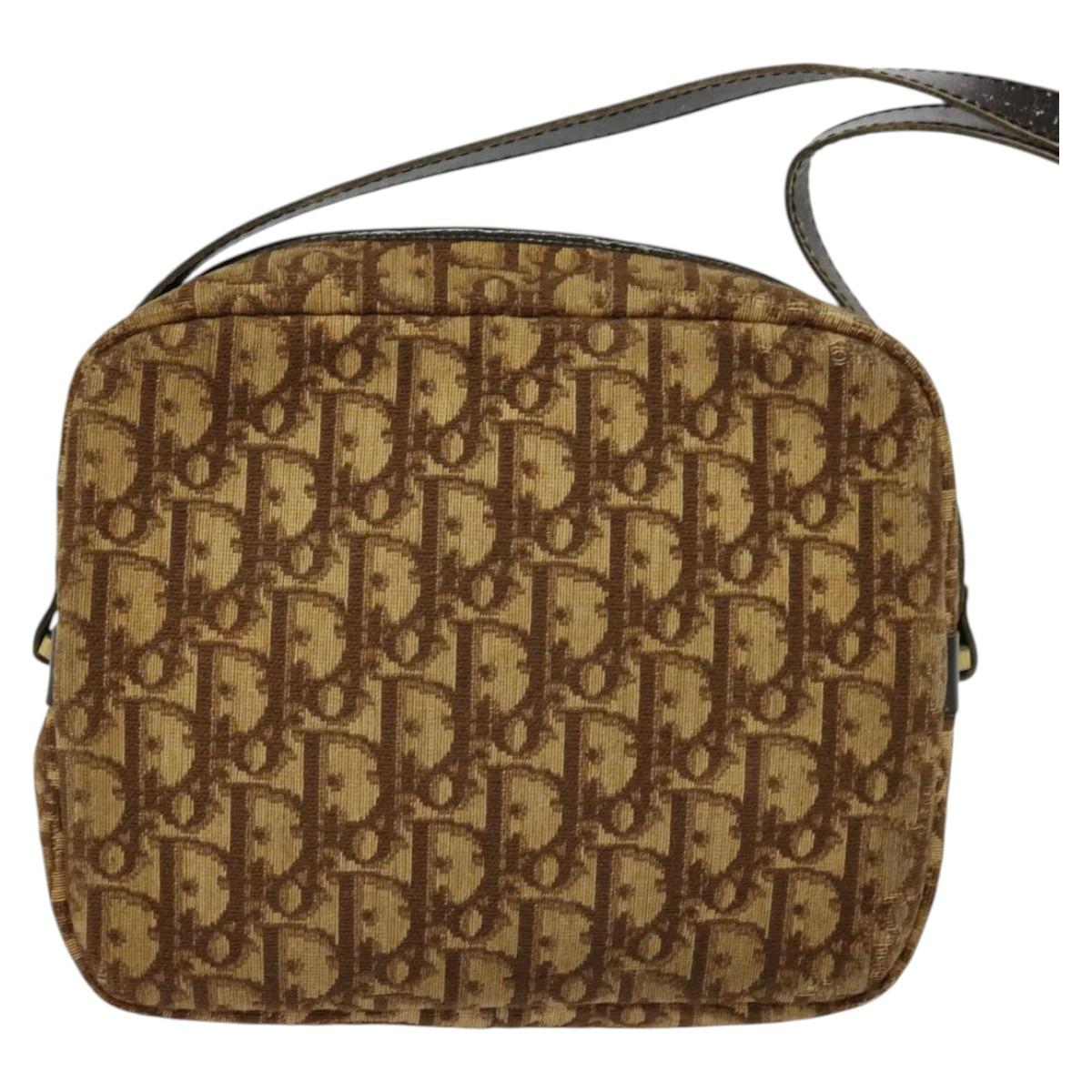 Christian Dior Trotter Canvas Shoulder Bag Brown Auth BD734