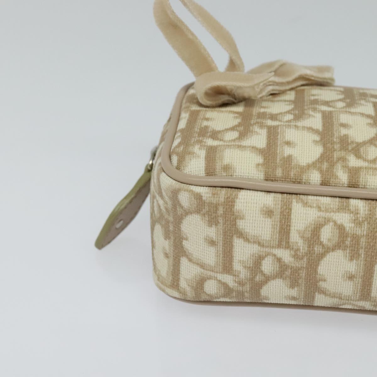 Christian Dior Romantic Pouch PVC Leather Beige Auth BD735