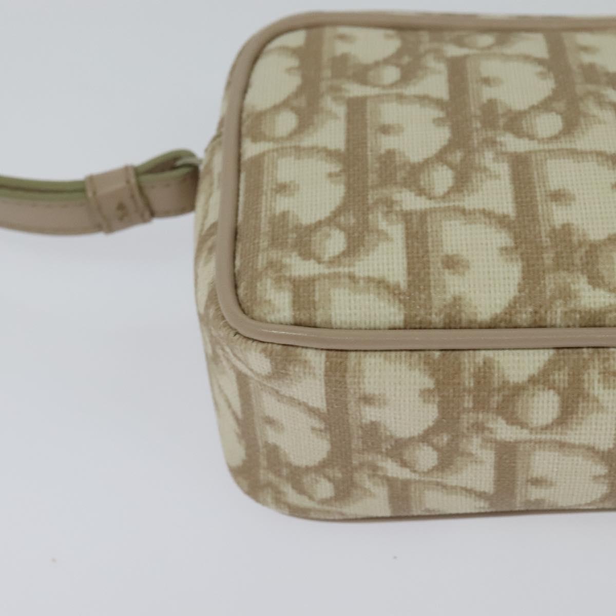 Christian Dior Romantic Pouch PVC Leather Beige Auth BD735