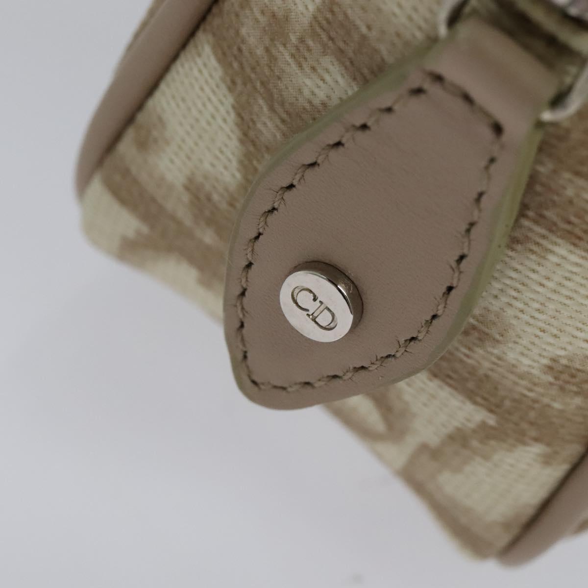 Christian Dior Romantic Pouch PVC Leather Beige Auth BD735