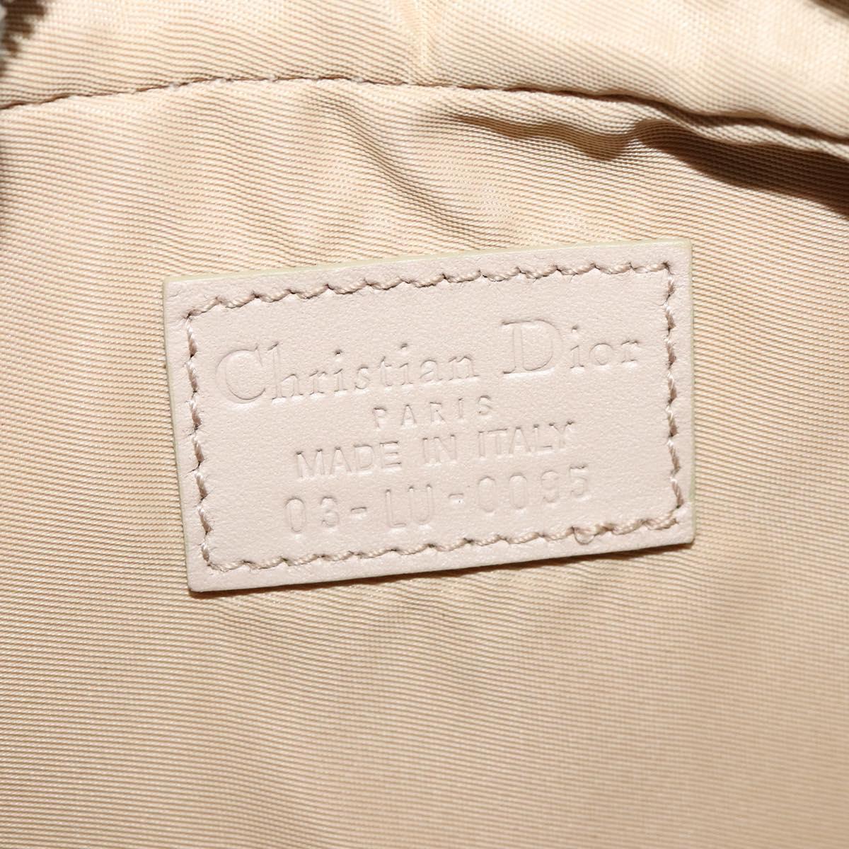 Christian Dior Romantic Pouch PVC Leather Beige Auth BD735