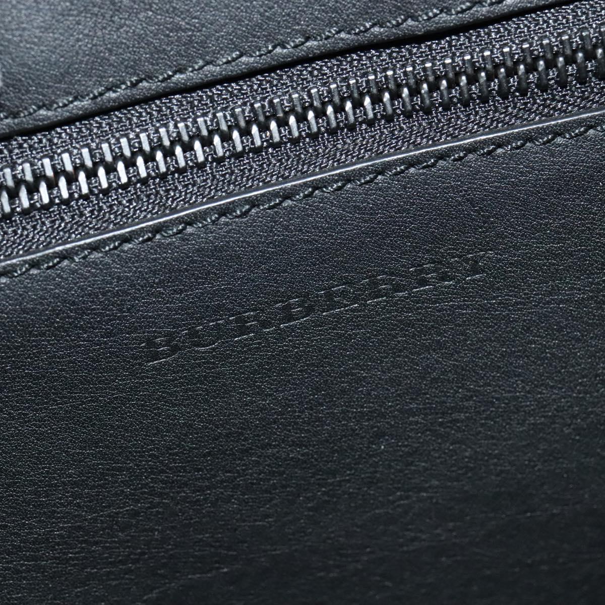 BURBERRY Shoulder Bag Canvas Black Blue Auth BD741V