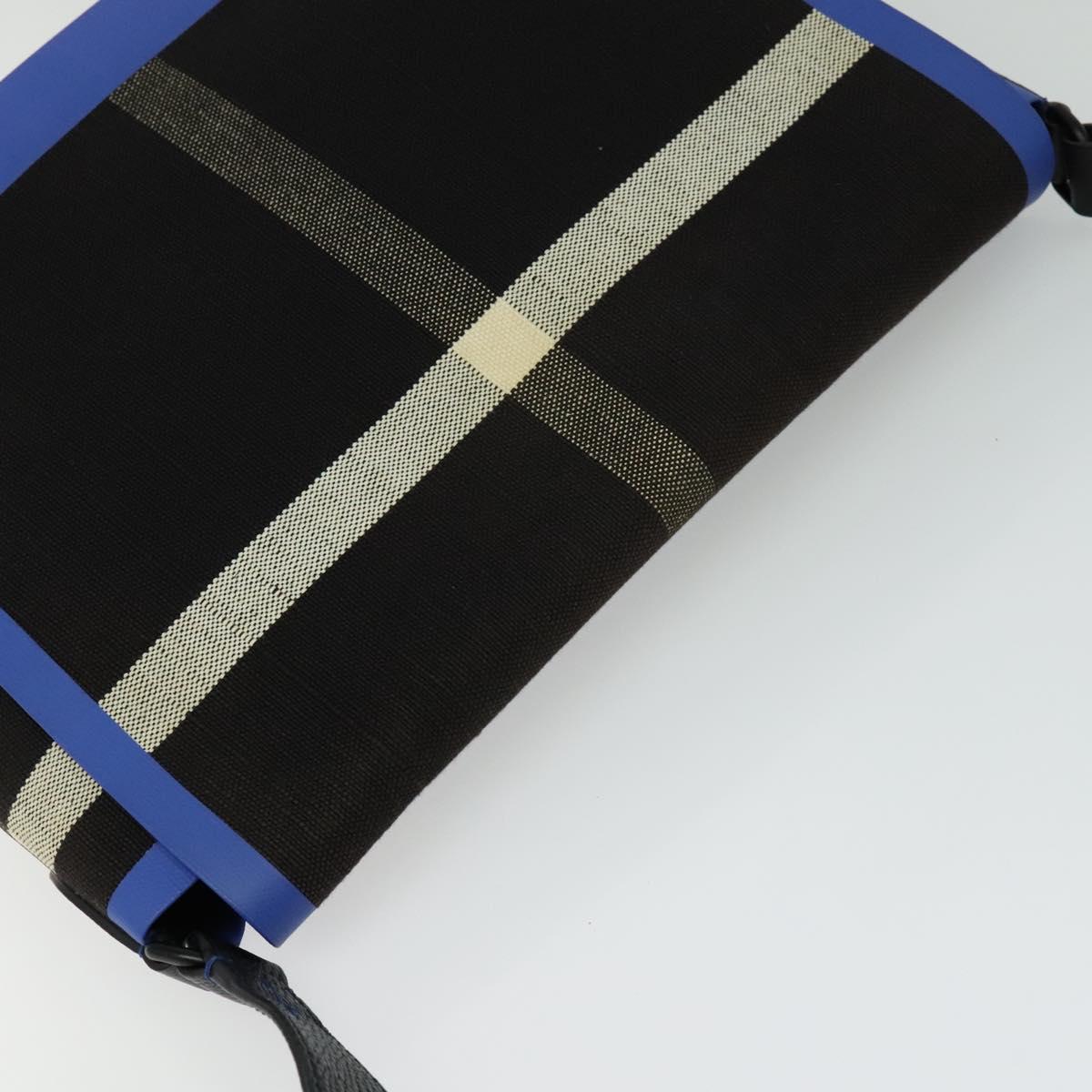 BURBERRY Shoulder Bag Canvas Black Blue Auth BD741V