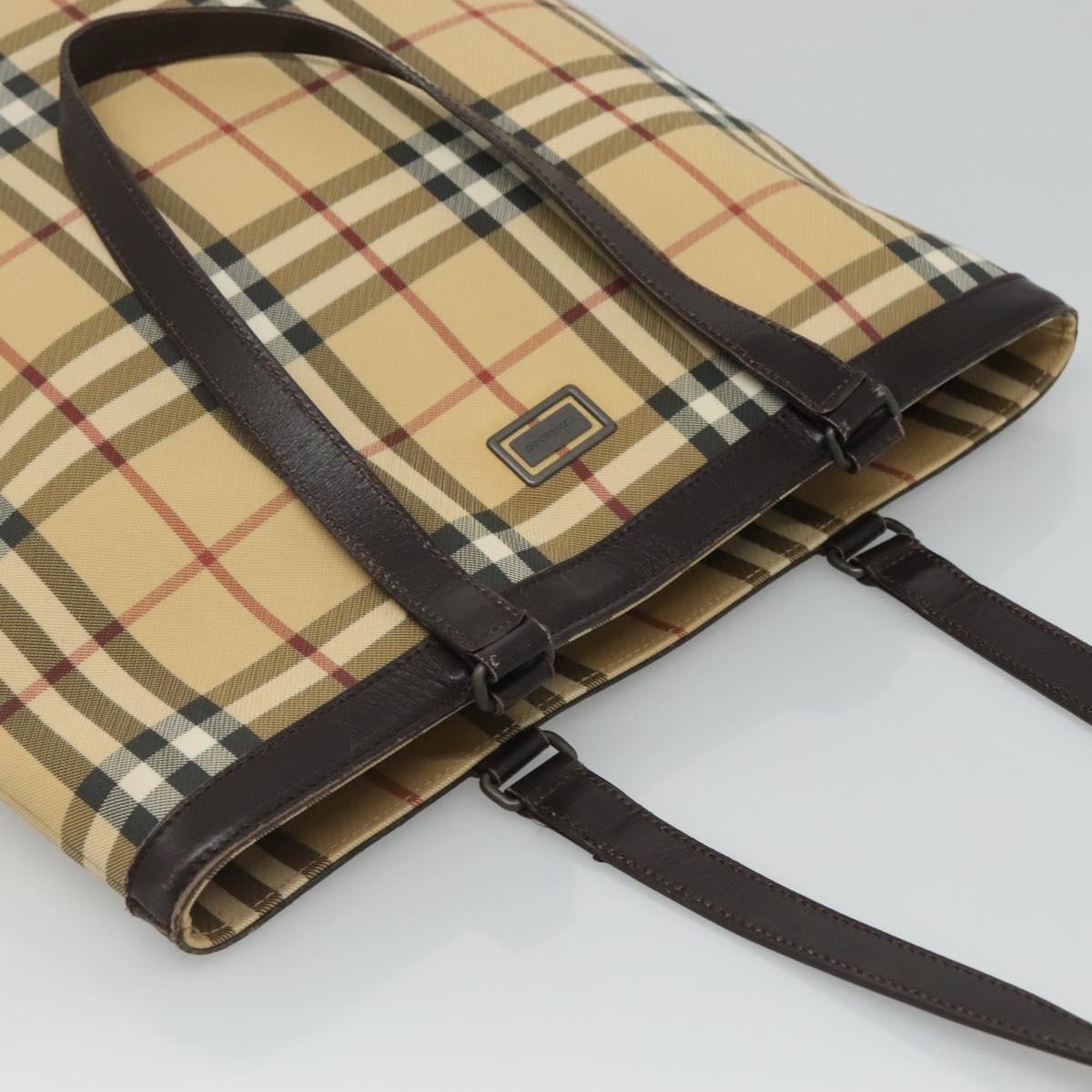 BURBERRY Nova Check Tote Bag PVC Beige Brown Auth BD761