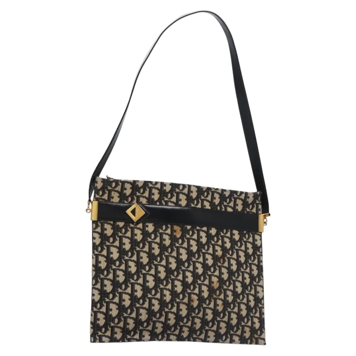 Christian Dior Trotter Canvas Shoulder Bag Navy Auth BD763