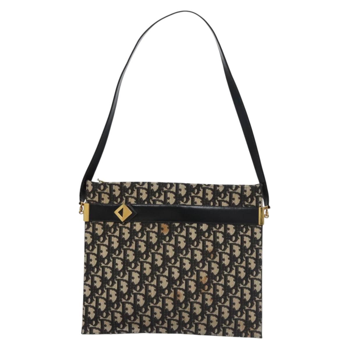 Christian Dior Trotter Canvas Shoulder Bag Navy Auth BD763