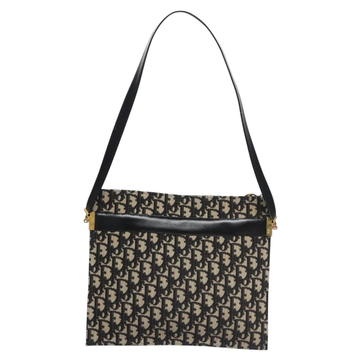 Christian Dior Trotter Canvas Shoulder Bag Navy Auth BD763