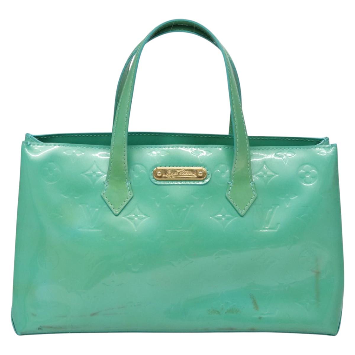 LOUIS VUITTON Monogram Vernis Wilshire PM Hand Bag Blue Lagon M91724 Auth BD768