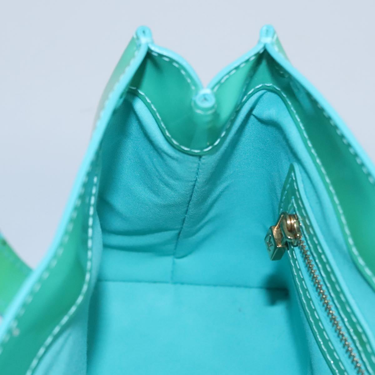 LOUIS VUITTON Monogram Vernis Wilshire PM Hand Bag Blue Lagon M91724 Auth BD768