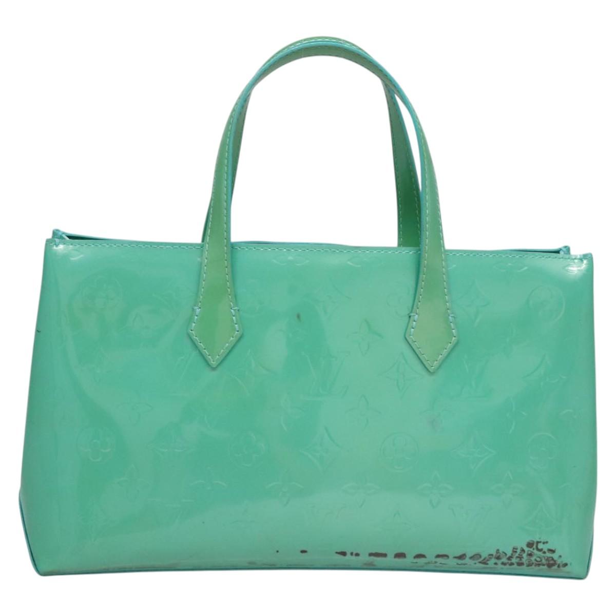 LOUIS VUITTON Monogram Vernis Wilshire PM Hand Bag Blue Lagon M91724 Auth BD768