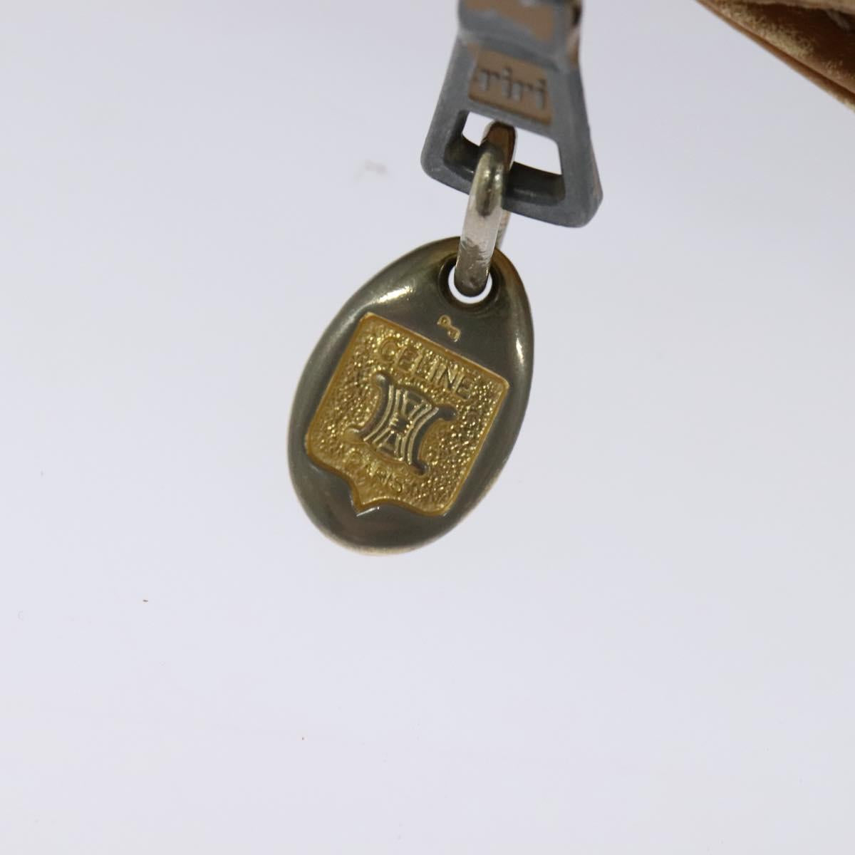 CELINE Macadam Canvas Cicada Shoulder Bag PVC Leather Brown Gold Auth BD771