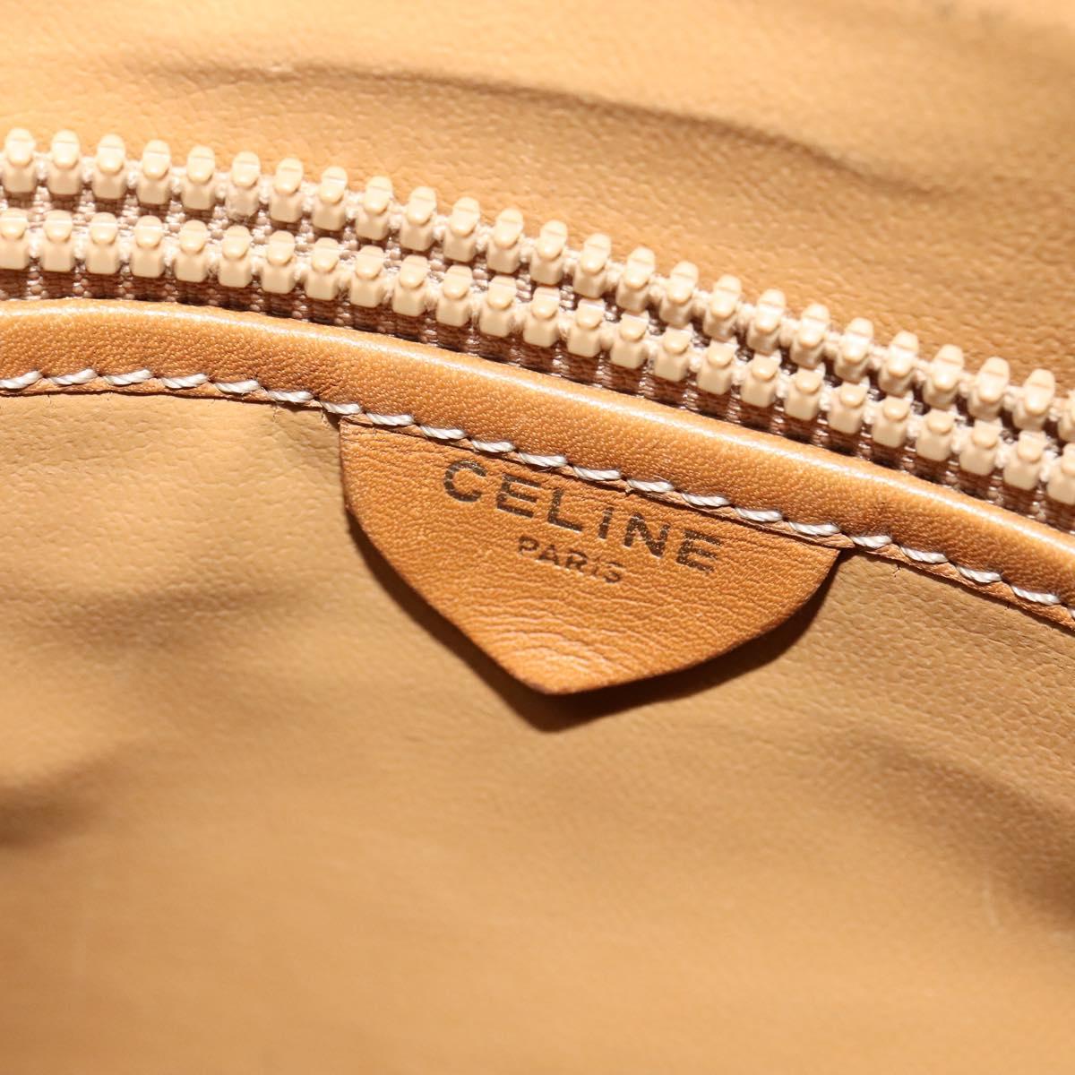 CELINE Macadam Canvas Cicada Shoulder Bag PVC Leather Brown Gold Auth BD771