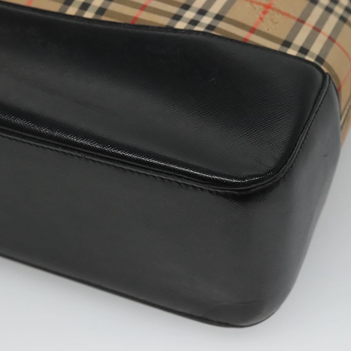 BURBERRY Nova Check Tote Bag Canvas Beige Gold Auth BD772