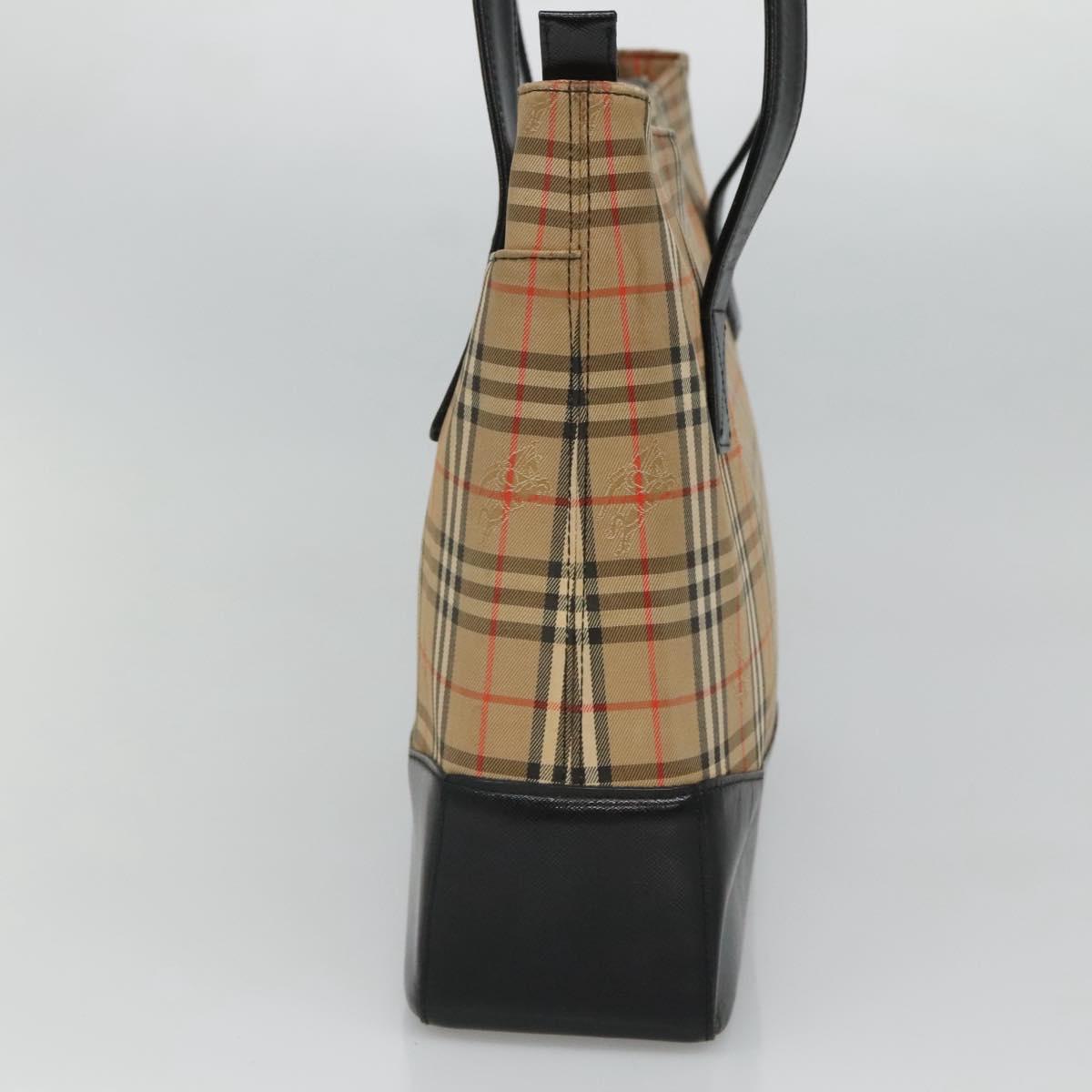 BURBERRY Nova Check Tote Bag Canvas Beige Gold Auth BD772