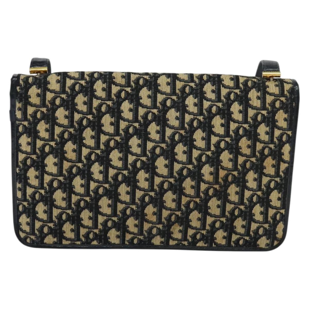 Christian Dior Trotter Canvas Shoulder Bag Navy Auth BD773