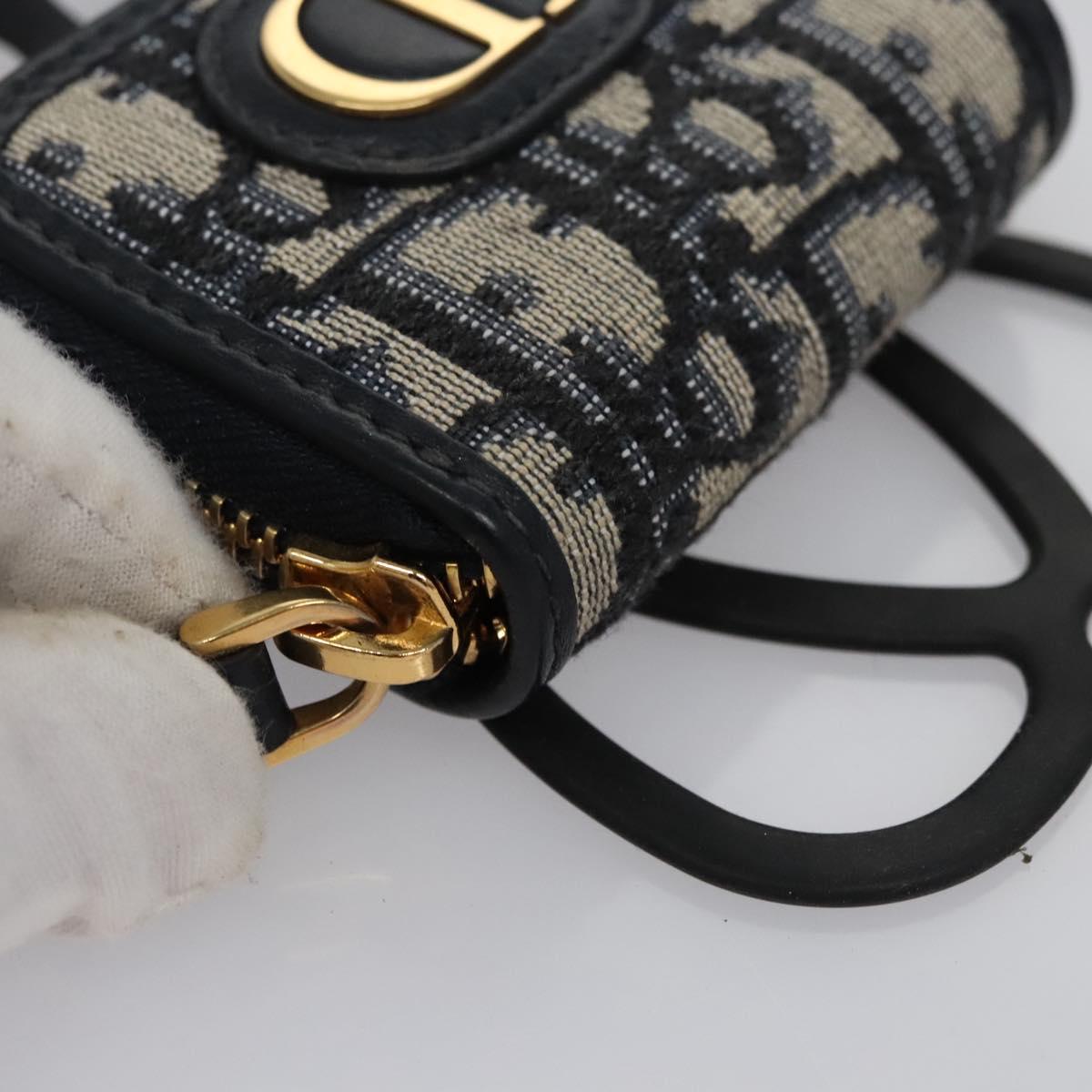Christian Dior Trotter Canvas Oblique Phone Holder Airpods Case Navy Auth BD790V