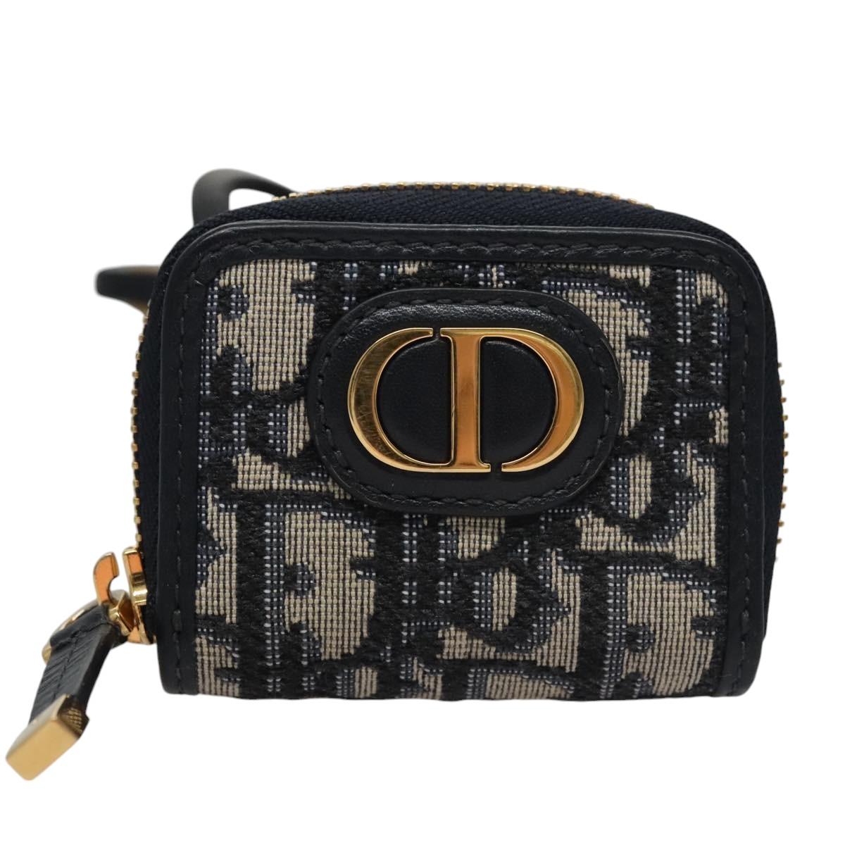 Christian Dior Trotter Canvas Oblique Phone Holder Airpods Case Navy Auth BD790V