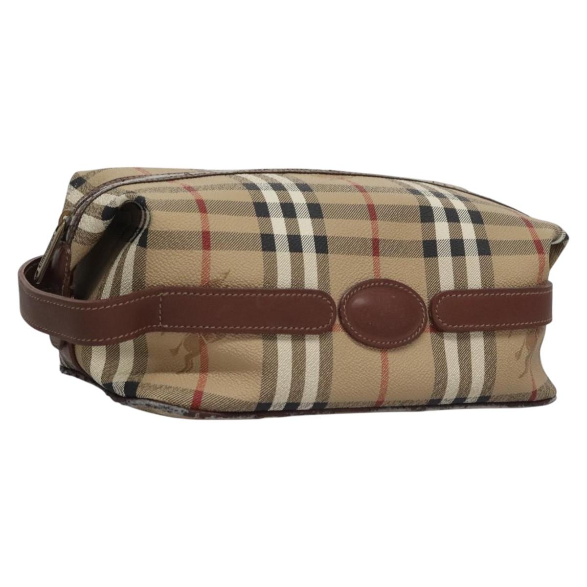 Burberrys Nova Check Clutch Bag PVC Leather Beige Auth BD815