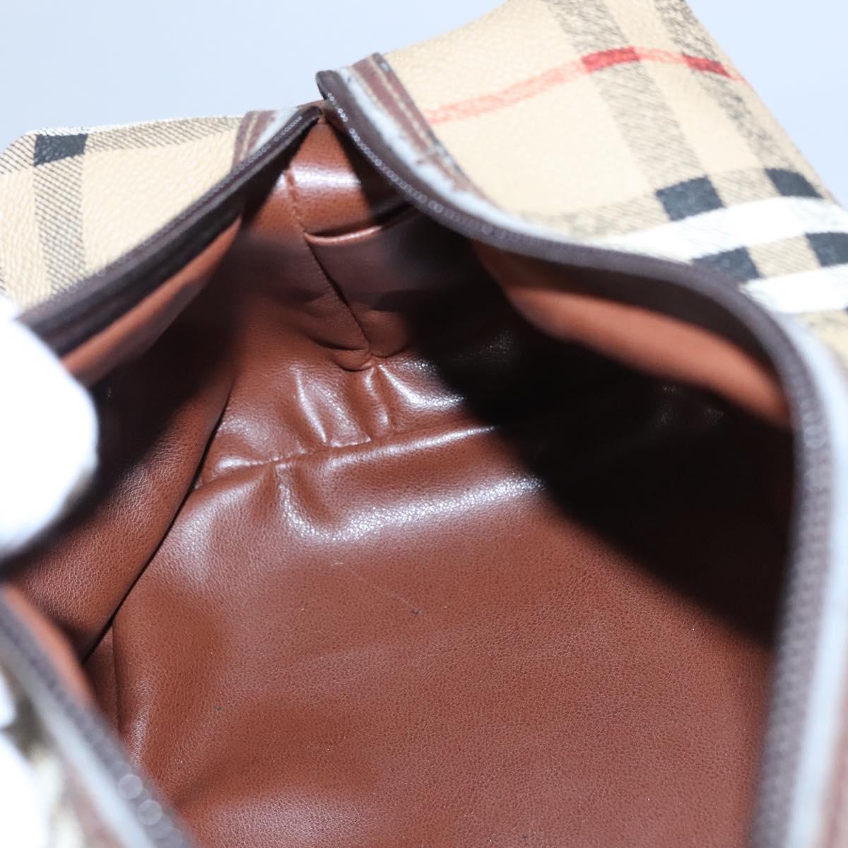 Burberrys Nova Check Clutch Bag PVC Leather Beige Auth BD815