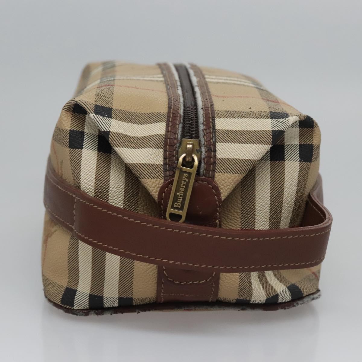 Burberrys Nova Check Clutch Bag PVC Leather Beige Auth BD815