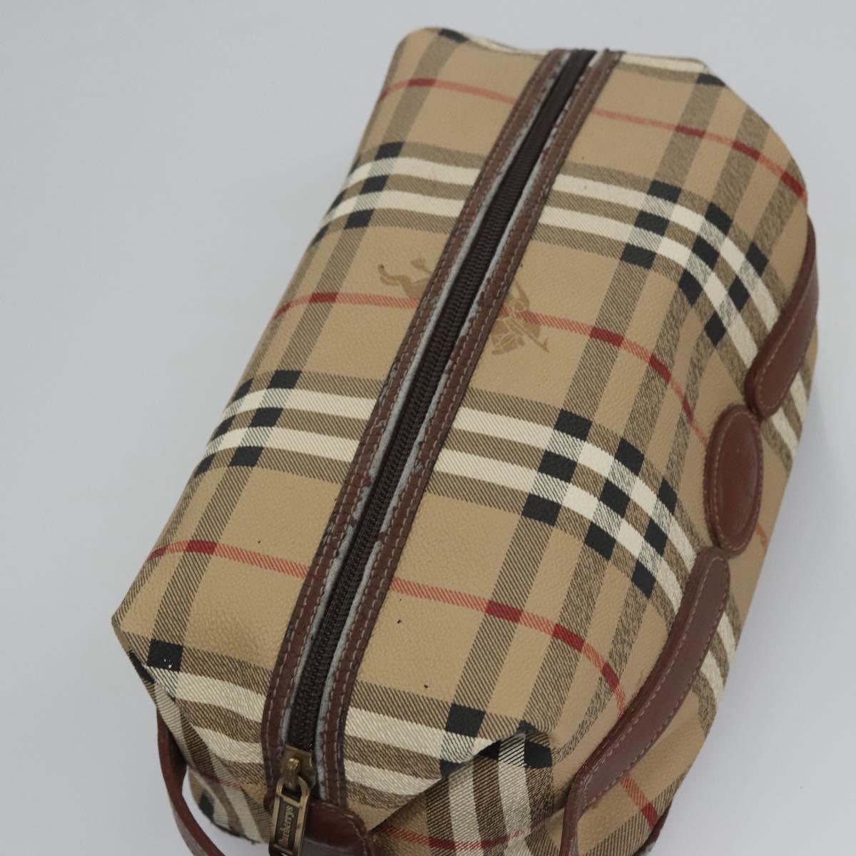 Burberrys Nova Check Clutch Bag PVC Leather Beige Auth BD815