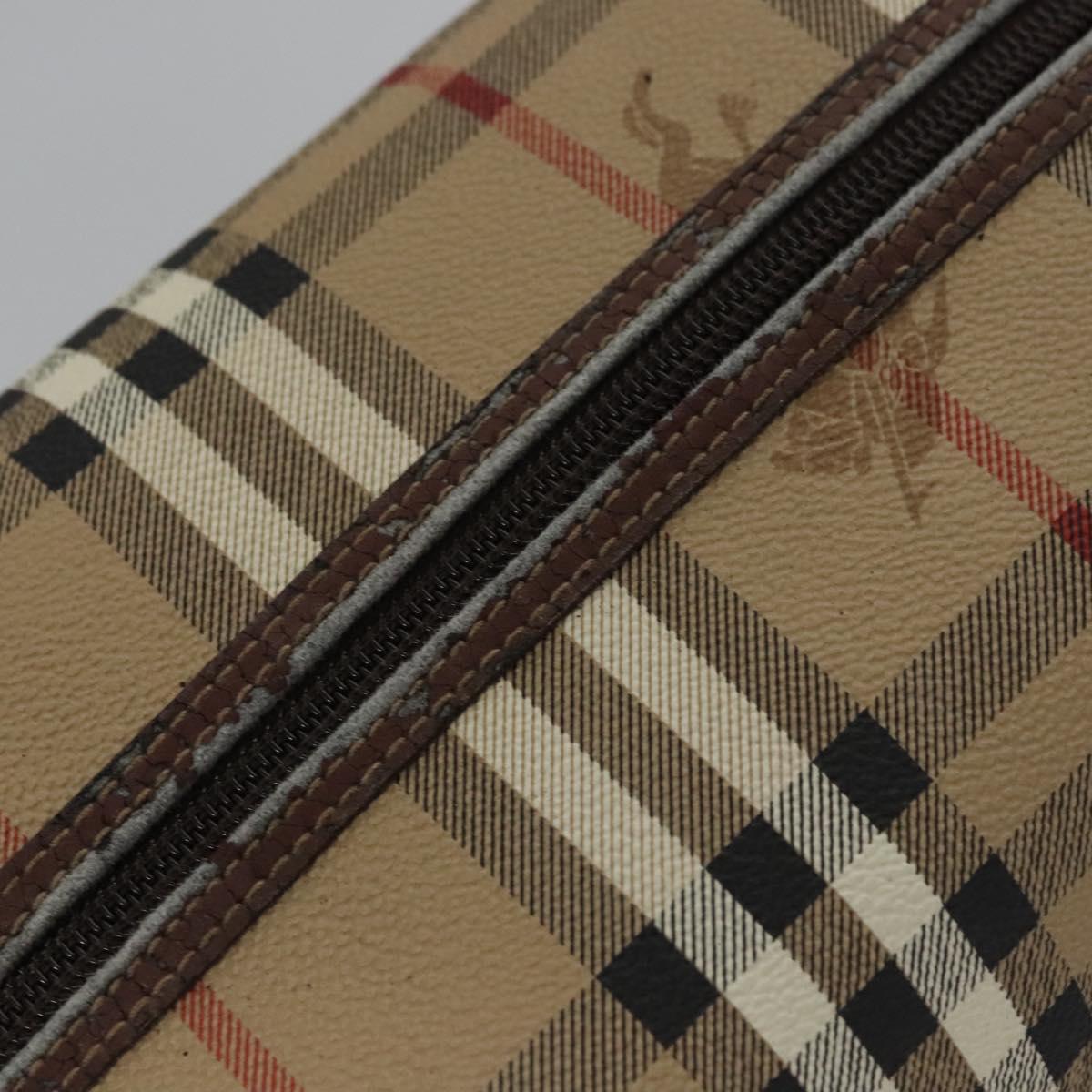 Burberrys Nova Check Clutch Bag PVC Leather Beige Auth BD815