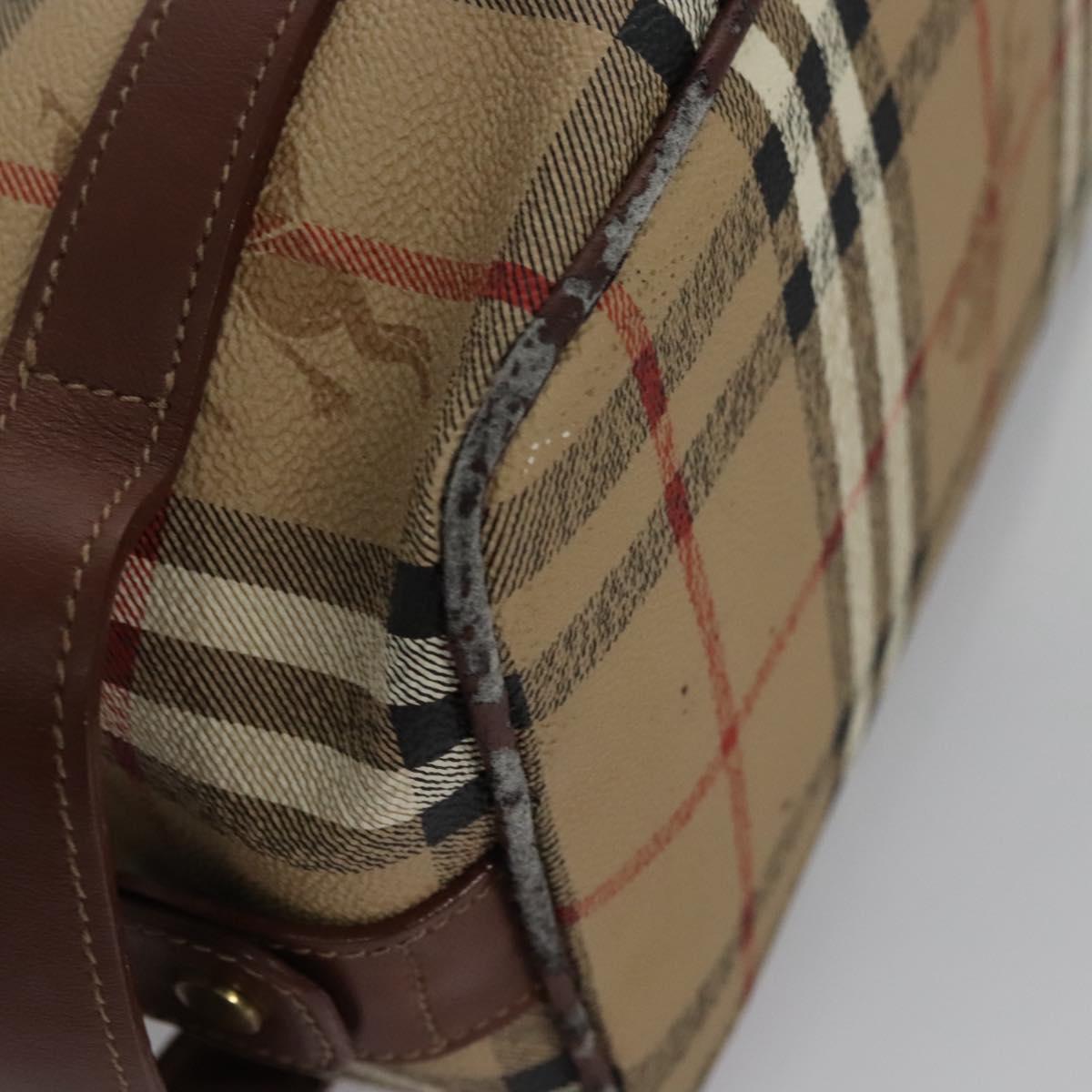 Burberrys Nova Check Clutch Bag PVC Leather Beige Auth BD815