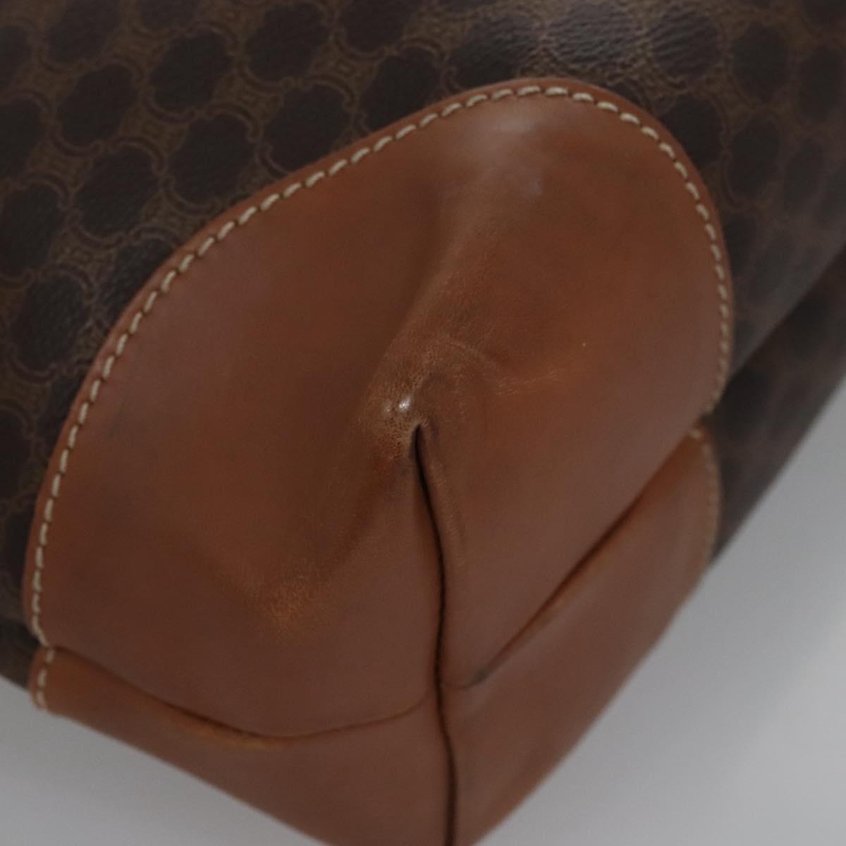 CELINE Macadam Canvas Hand Bag PVC Leather Gold Brown Auth BD816