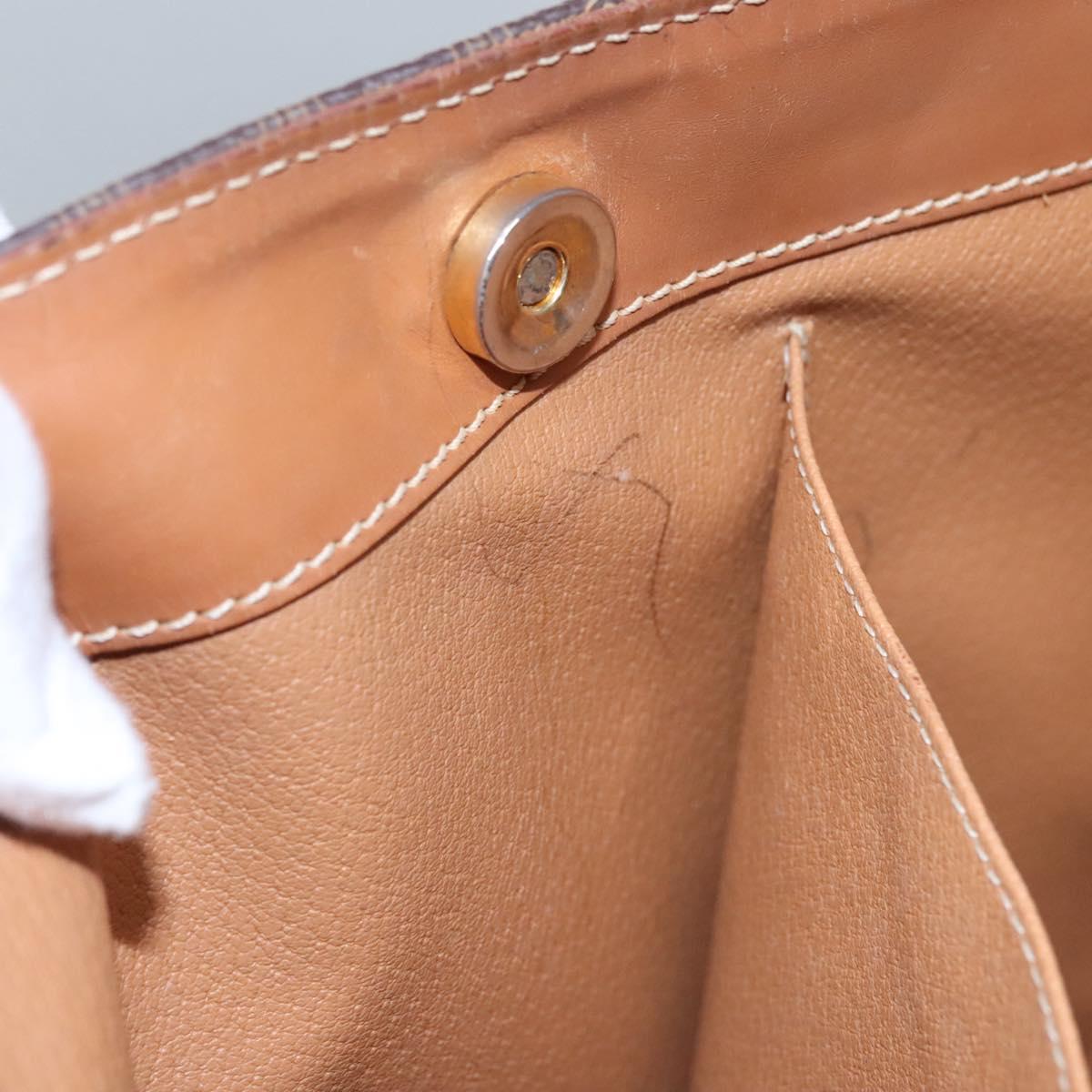 CELINE Macadam Canvas Hand Bag PVC Leather Gold Brown Auth BD816