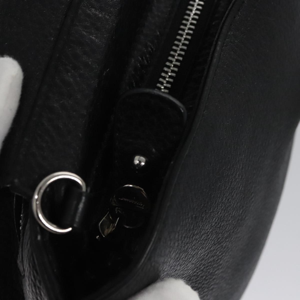 Salvatore Ferragamo Gancini Hand Bag Leather Black Silver Auth BD817