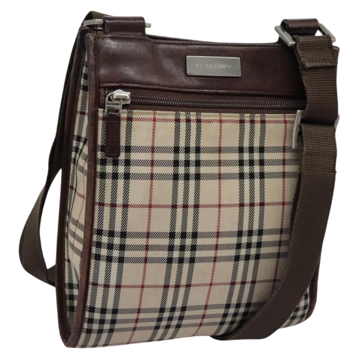 BURBERRY Nova Check Shoulder Bag Canvas Beige Auth BD829