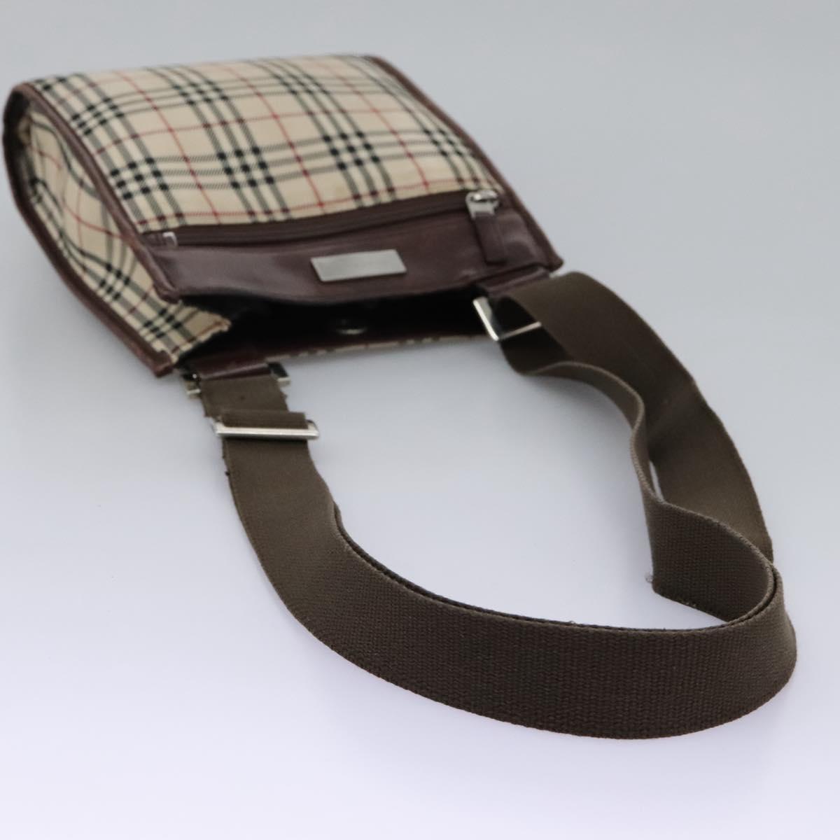 BURBERRY Nova Check Shoulder Bag Canvas Beige Auth BD829