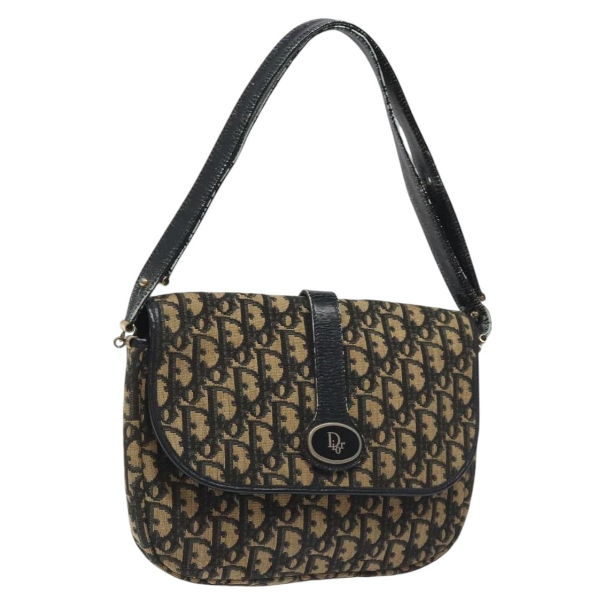Christian Dior Trotter Canvas Shoulder Bag Navy Auth BD835