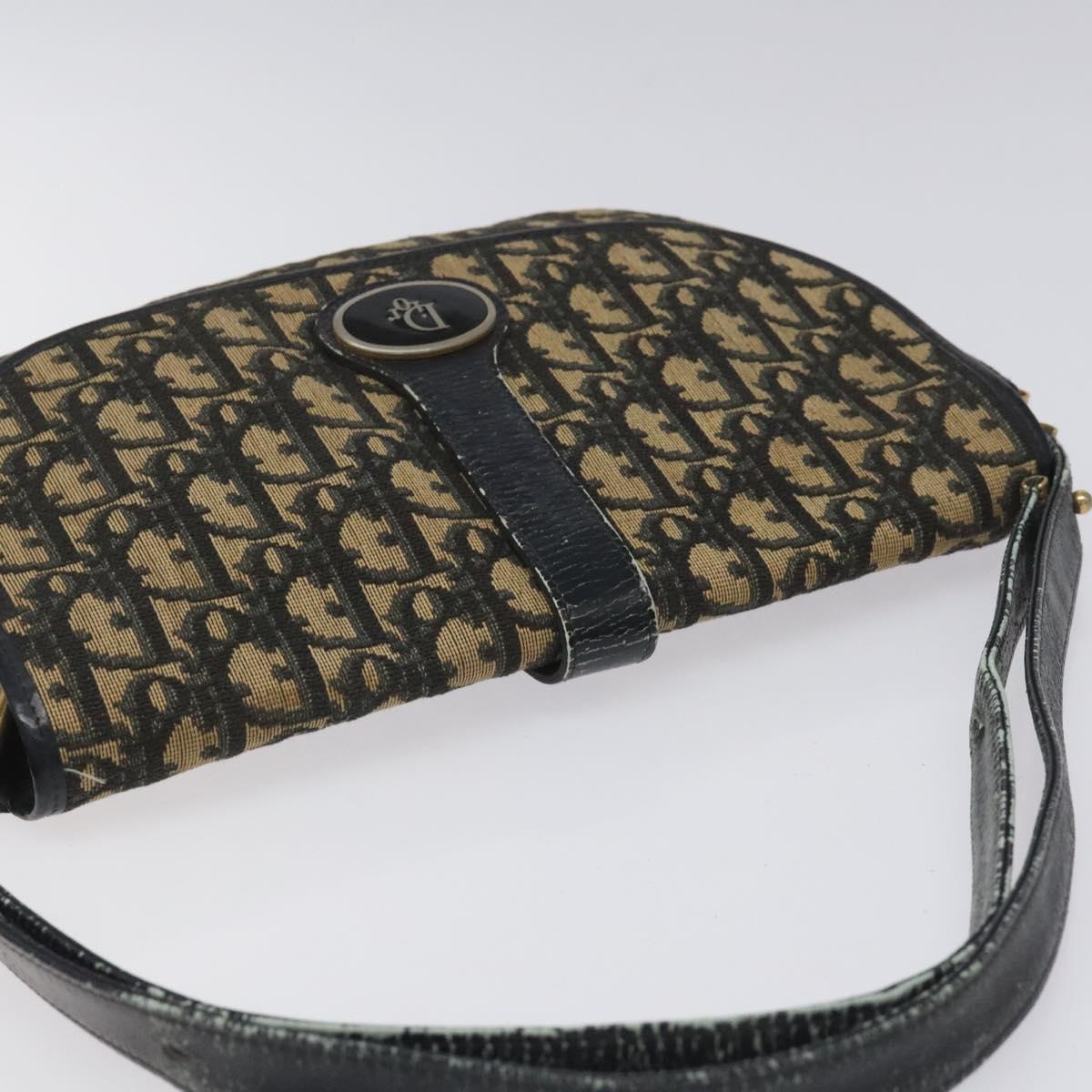 Christian Dior Trotter Canvas Shoulder Bag Navy Auth BD835