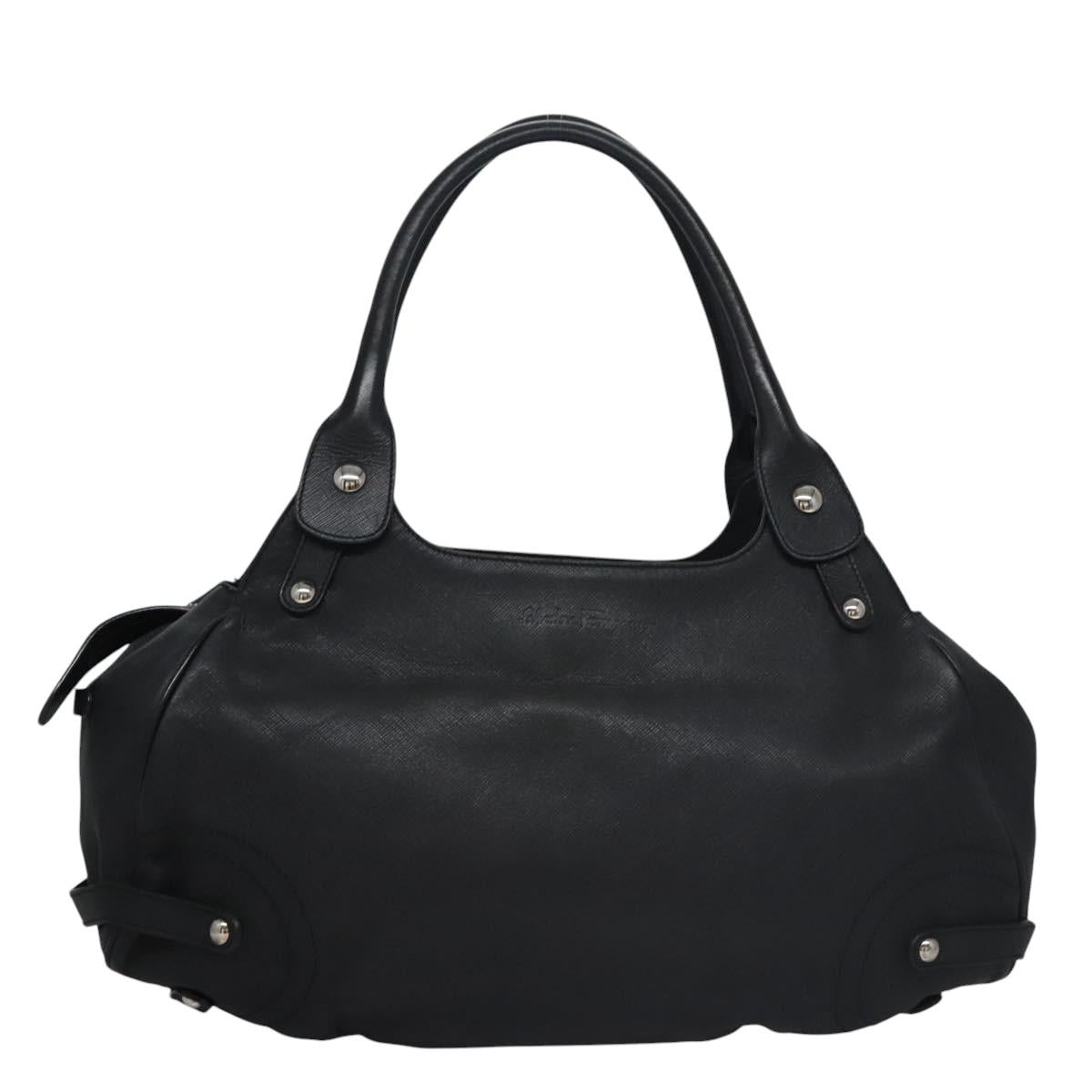 Salvatore Ferragamo Shoulder Bag Leather Black Auth BD836