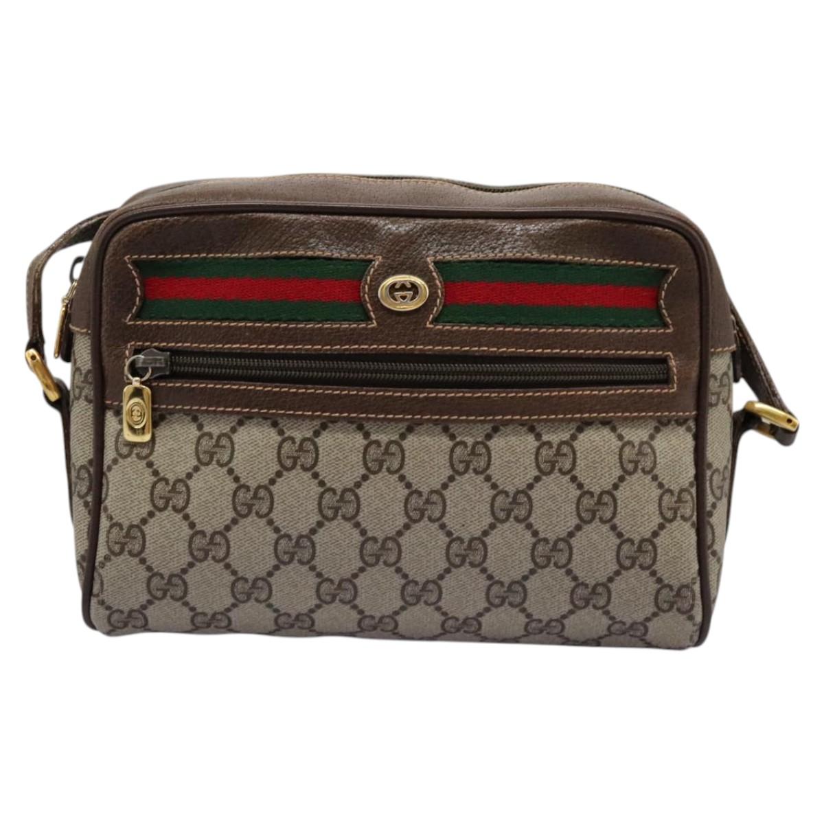 GUCCI GG Supreme Web Sherry Line Shoulder Bag PVC Beige 56 02 087 Auth BD868