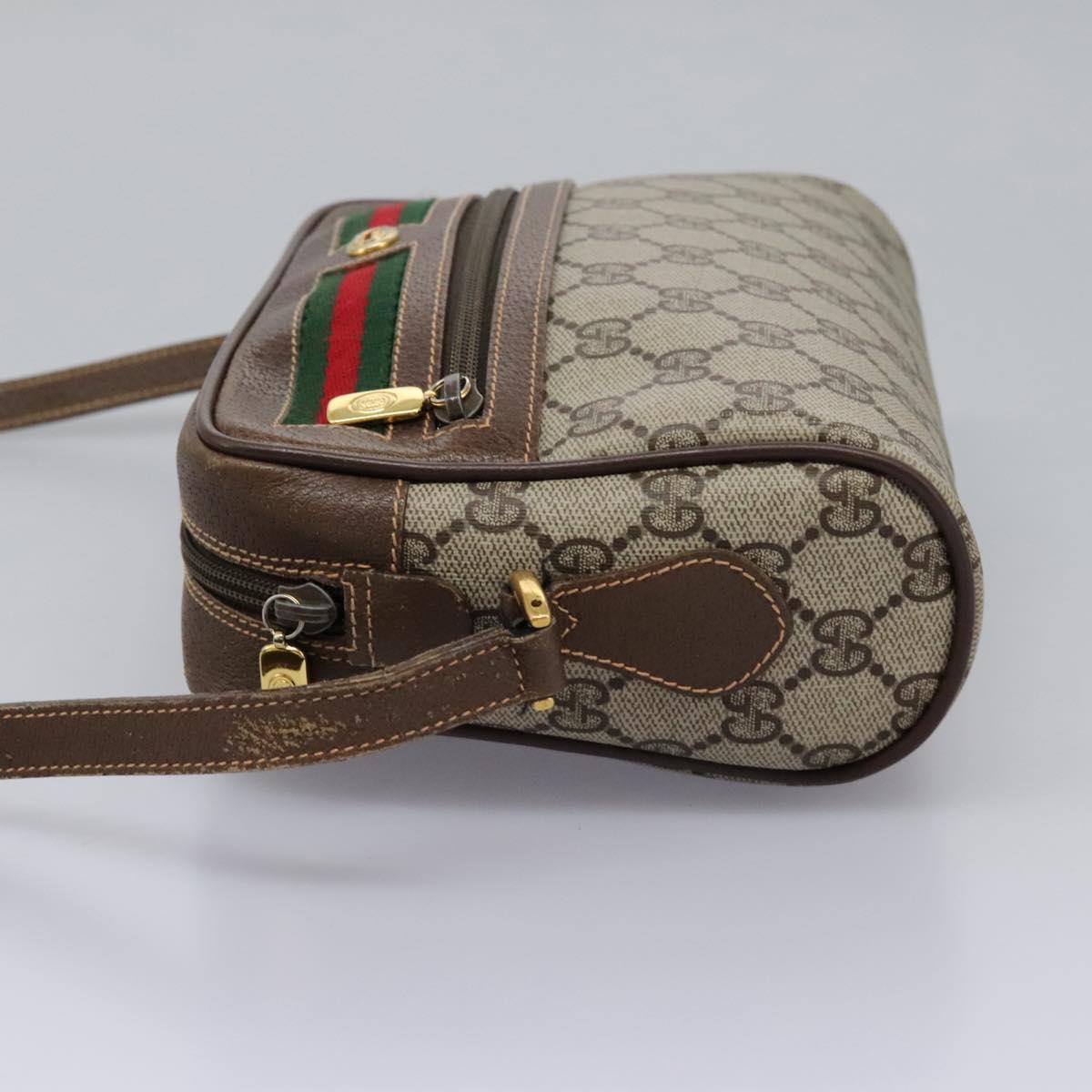 GUCCI GG Supreme Web Sherry Line Shoulder Bag PVC Beige 56 02 087 Auth BD868