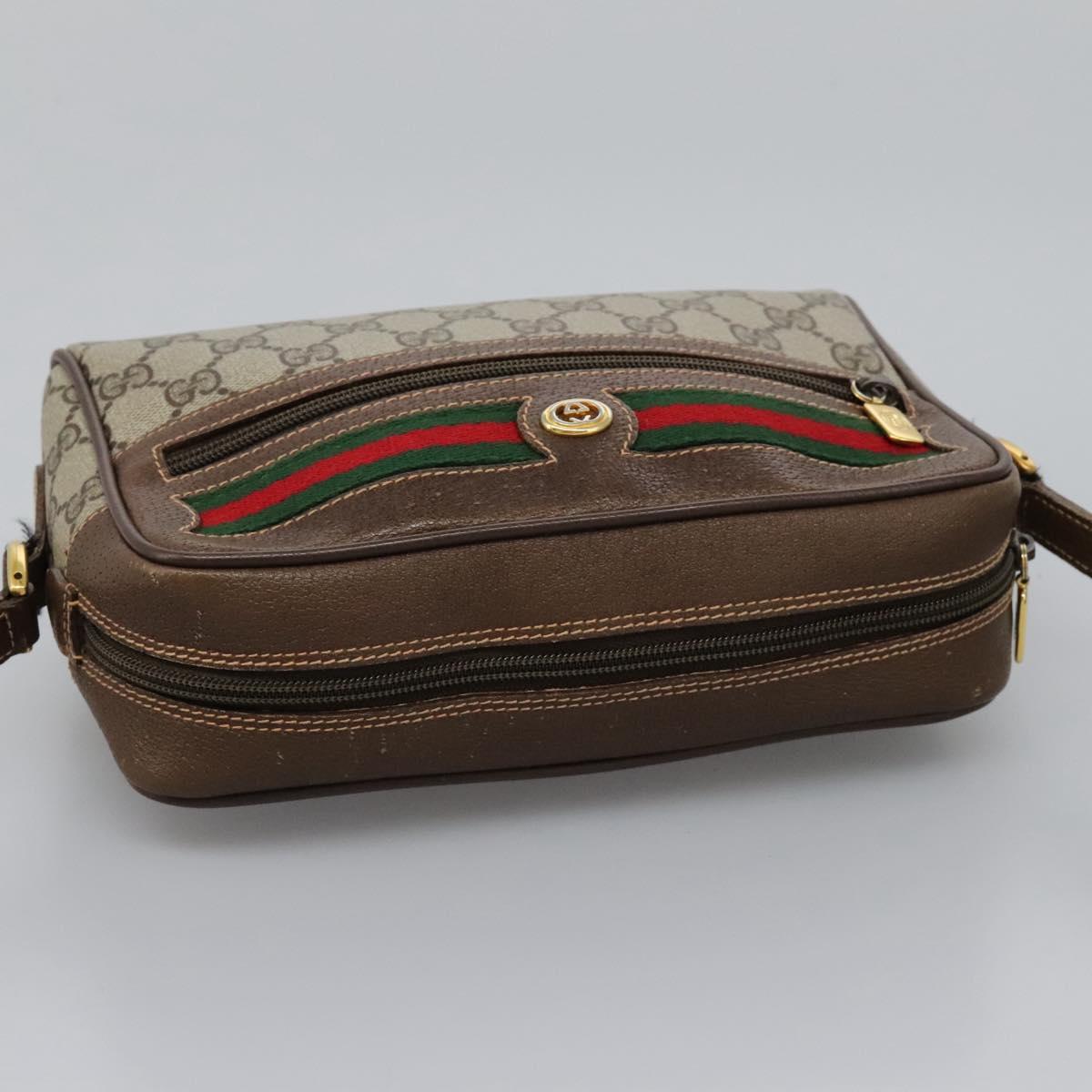 GUCCI GG Supreme Web Sherry Line Shoulder Bag PVC Beige 56 02 087 Auth BD868