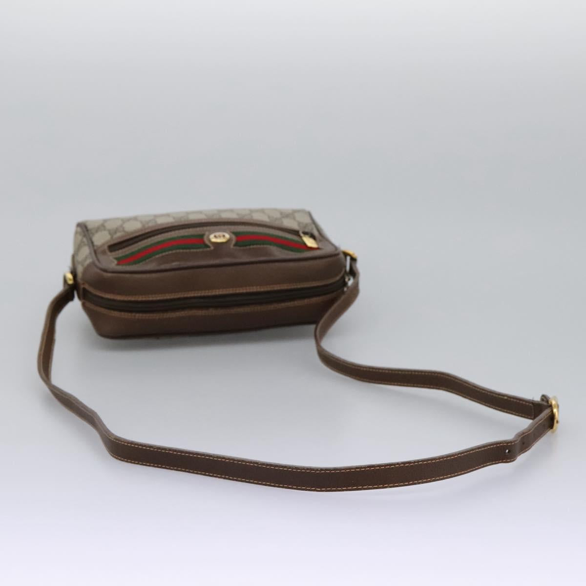 GUCCI GG Supreme Web Sherry Line Shoulder Bag PVC Beige 56 02 087 Auth BD868