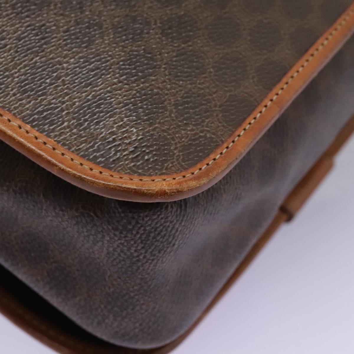 CELINE Macadam Canvas Shoulder Bag PVC Leather Brown Gold Auth BD871