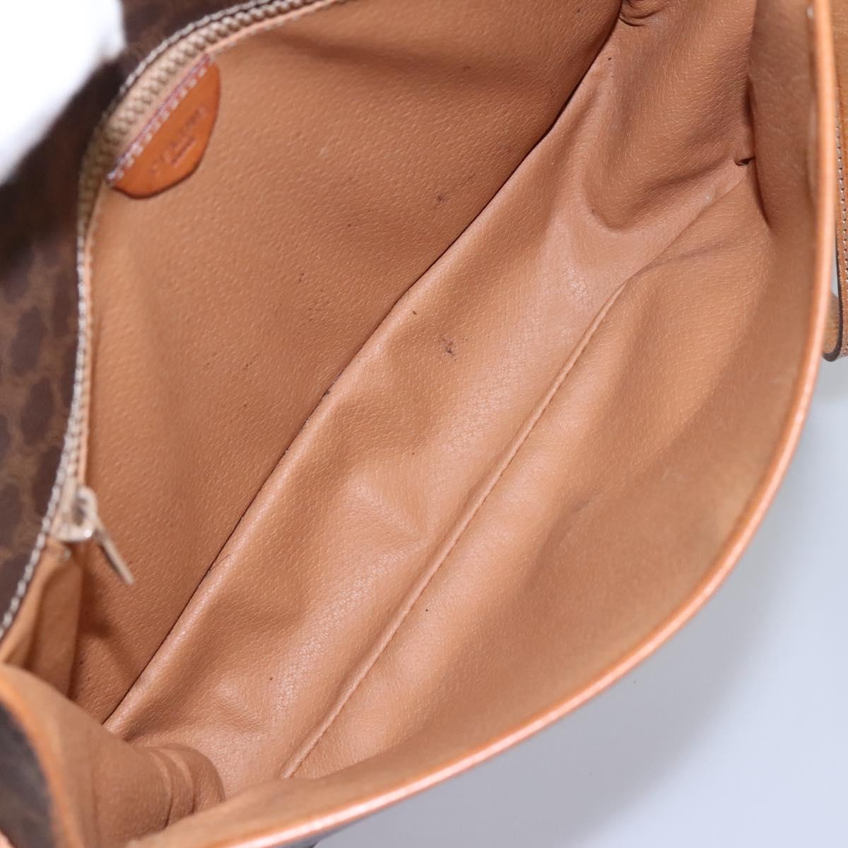CELINE Macadam Canvas Shoulder Bag PVC Leather Brown Gold Auth BD871