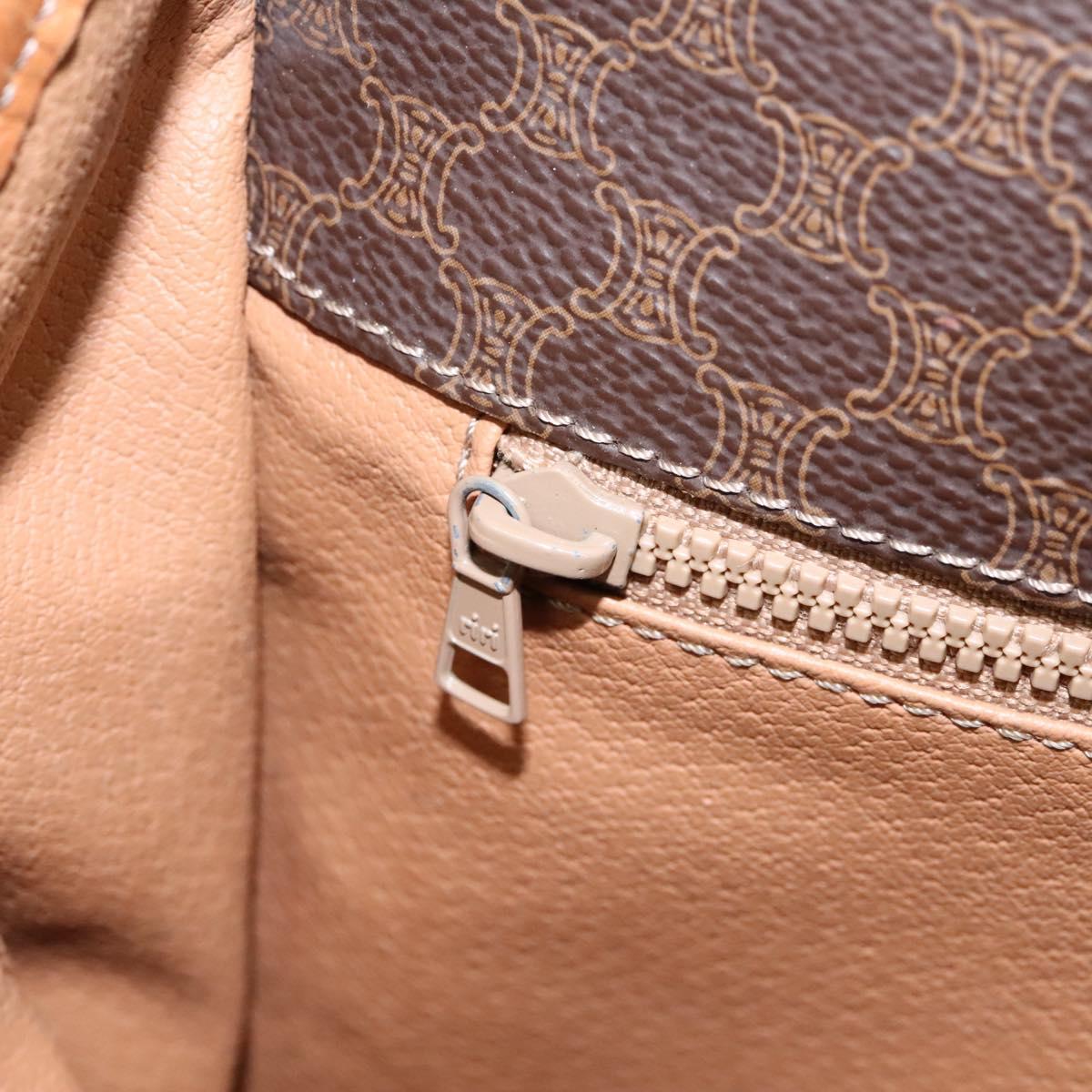 CELINE Macadam Canvas Shoulder Bag PVC Leather Brown Gold Auth BD871