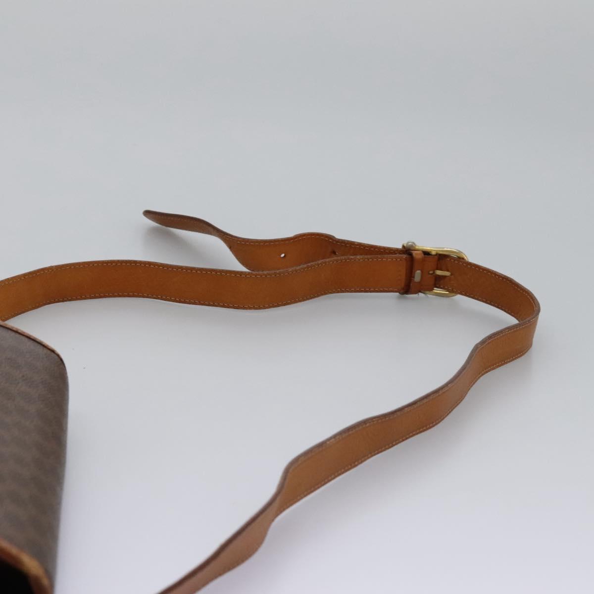 CELINE Macadam Canvas Shoulder Bag PVC Leather Brown Gold Auth BD871