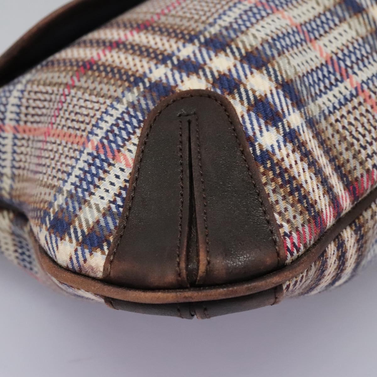 BURBERRY Nova Check Blue Label Shoulder Bag Canvas Beige Auth BD899