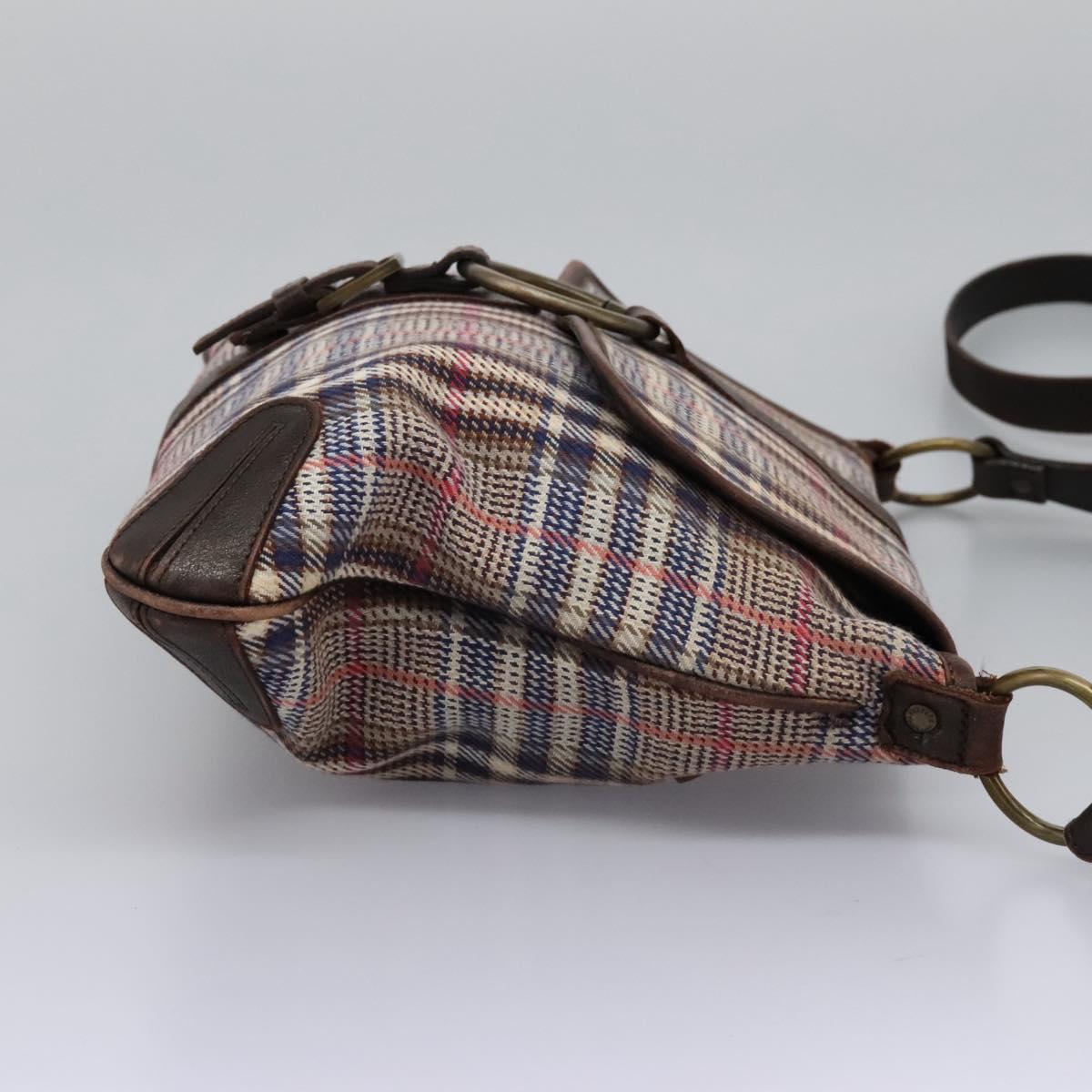 BURBERRY Nova Check Blue Label Shoulder Bag Canvas Beige Auth BD899