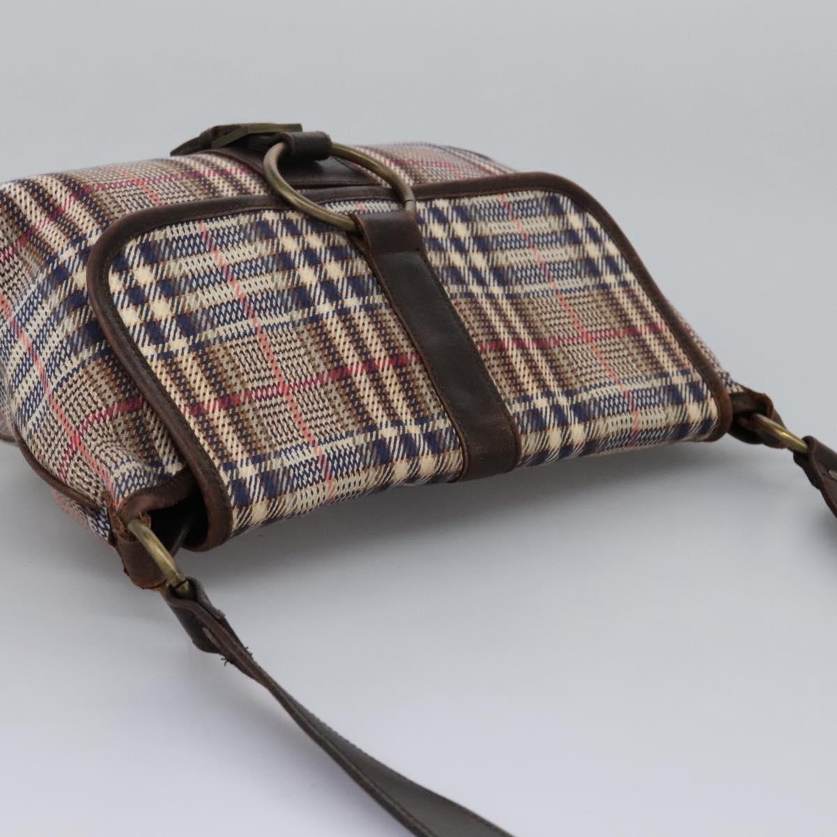 BURBERRY Nova Check Blue Label Shoulder Bag Canvas Beige Auth BD899