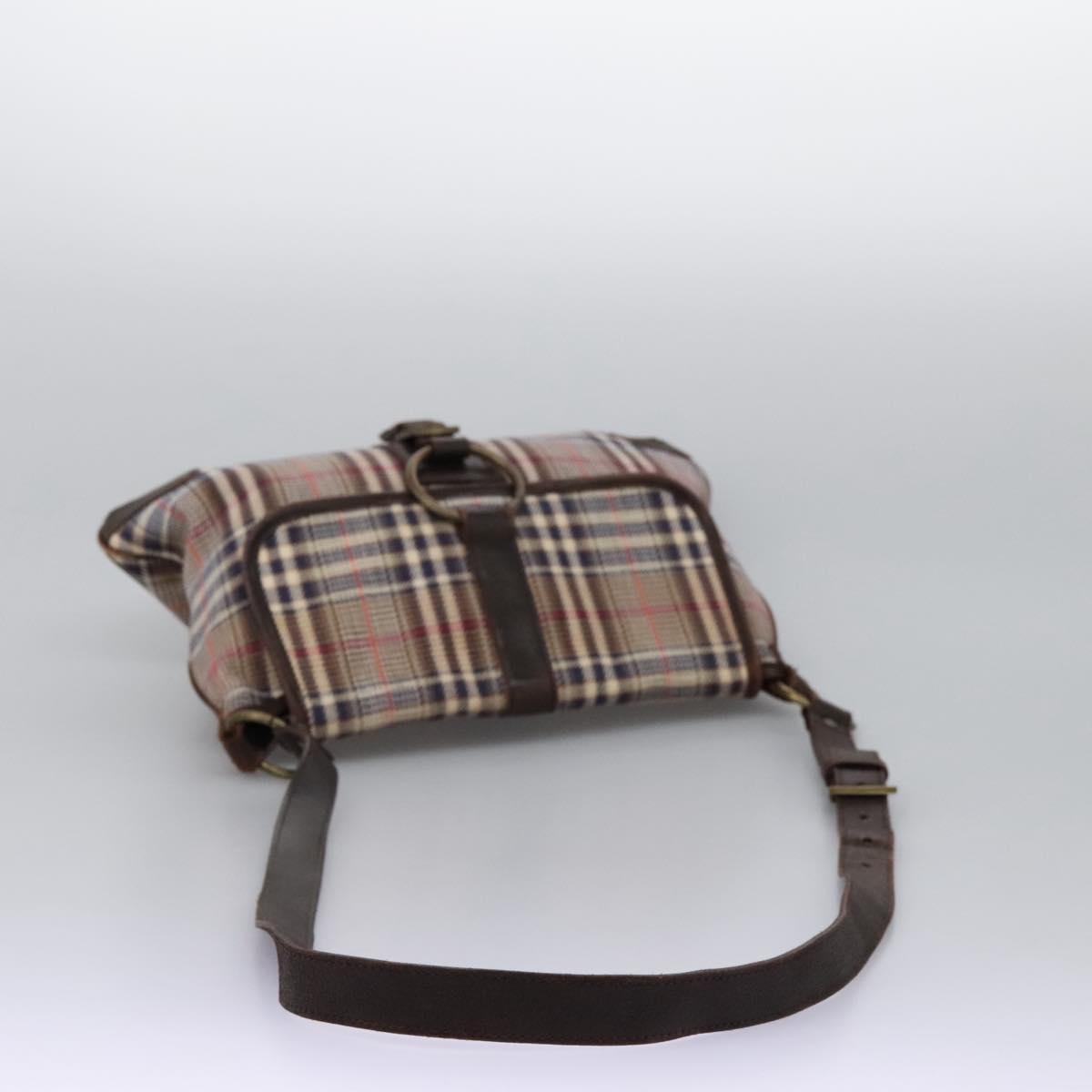 BURBERRY Nova Check Blue Label Shoulder Bag Canvas Beige Auth BD899