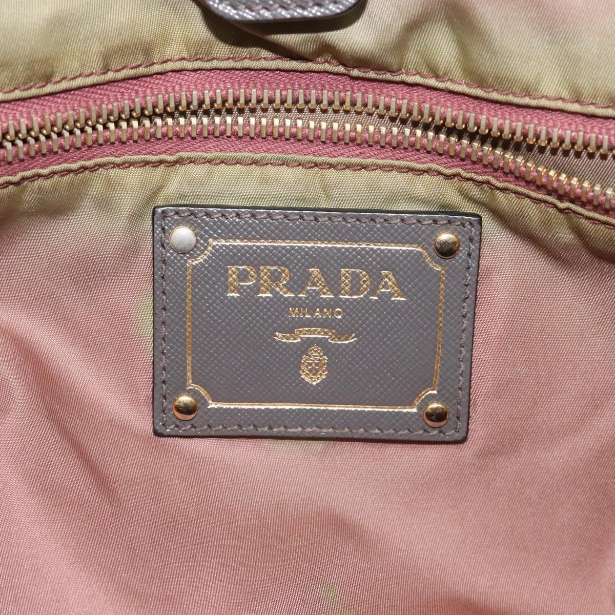 PRADA Tote Bag Nylon Khaki Gold Auth BD900
